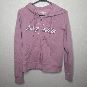 Y2K Women’s S Aeropostale Pink Zip Up Hoodie W/Drawstring